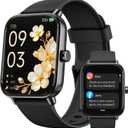 Smart Watch for Men,1.85 inch AMOLED Touchscreen for Android & iPhone Alexa Built-in Bluetooth Calls,Fitness Watch 110+ Sport Modes Heart Rate/Sp02/Sleep/Calories Monitor IP68 Waterproof(Black, 1.85)