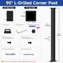 42" Cable Railing Corner Post, 90° L-Drilled Railing Post with Flat Rubber Grommets, Stainless Steel T304 Matte Black Handrail Post, Heavy-Duty Flat Top Corner Post for Deck Railing System