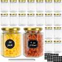 20 Pack 9 oz Clear Hexagon Glass Jars with Gold Lids