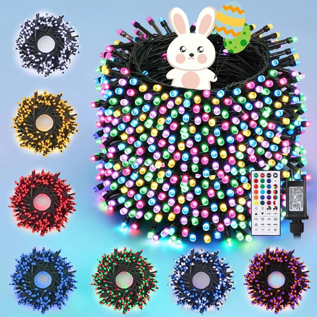 iShabao Christmas Color Changing Lights with Remote, 115ft 300 LED RGB String Lights with Remote, Timer, Wateproof LED Fairy Twinkle Christmas Tree Light for Home Party Indoor Outdoor Xmas Decorations