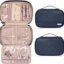 Jewelry Travel Case Organizer for Necklaces, Earrings, Rings, Bracelet, Watch, Soft Sided, Blue
