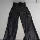 Womens PU Leather Jumpsuit Sexy Off the Shoulder Top Tight Waist Cargo Pants Bodysuit Large