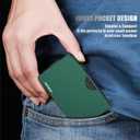 Wallet for Men, Minimalist Metal Wallets with Money Clip Removable, Slim Aluminum Card Holder, Front Pocket RFID Blocking Card Case, Mens Team Travel Business Gifts, Brushed Dark Green