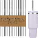 Newly Upgraded Extra Long 12In Metal Straws Reusable Set 12 PCS,BPA Free, Eco-Friendly Stainless Steel Straws Fit 40 oz Tumbler,for Hot/Cold Drinks