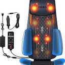 CLORIS Neck Back Massager with Heat, Automatic Adjustable Neckrest, 3D Shiatsu Compress & Rolling Massage Chair Pad for Full Body Relaxation, Home Office Chair Use, Gift for Family & Friends Blue, Medium