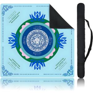 Blue Mahjong Mat for Table, American Mahjong Mat with Printed Rules, 31.5" x 31.5", Anti-Slip, Noise-Reducing Table Cover for Mahjong, Poker, Board Games, Dominoes, and Card Games.