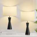 Bedside Lamps Set of 2, 3-Color Dimmable Black Metal Table Lamp for Living Room/Bedroom/Entryway and Other Rooms, Led Bulb Included