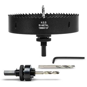 6-1/4 Inch Hole Saw with Arbor for Wood Metal Plastic, 6.25 in Bimetal Hole Cutter, Fast Chip Removal, Smooth Flat Drilling Edge, Lightweight & Portable (Black)