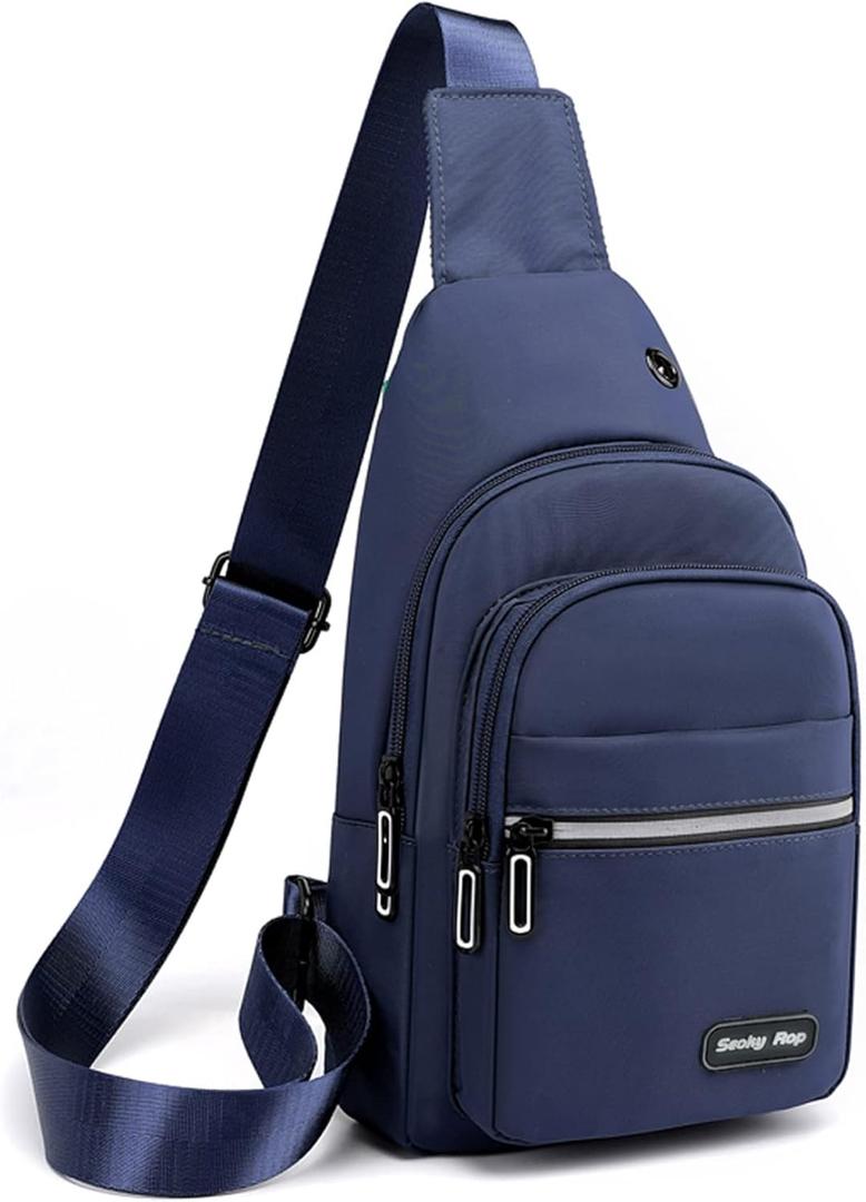 Seoky Rop Sling Bag Crossbody Backpack for Men Women Multipurpose Chest Shoulder Bag for Travel Hiking Daypack Blue (Medium)