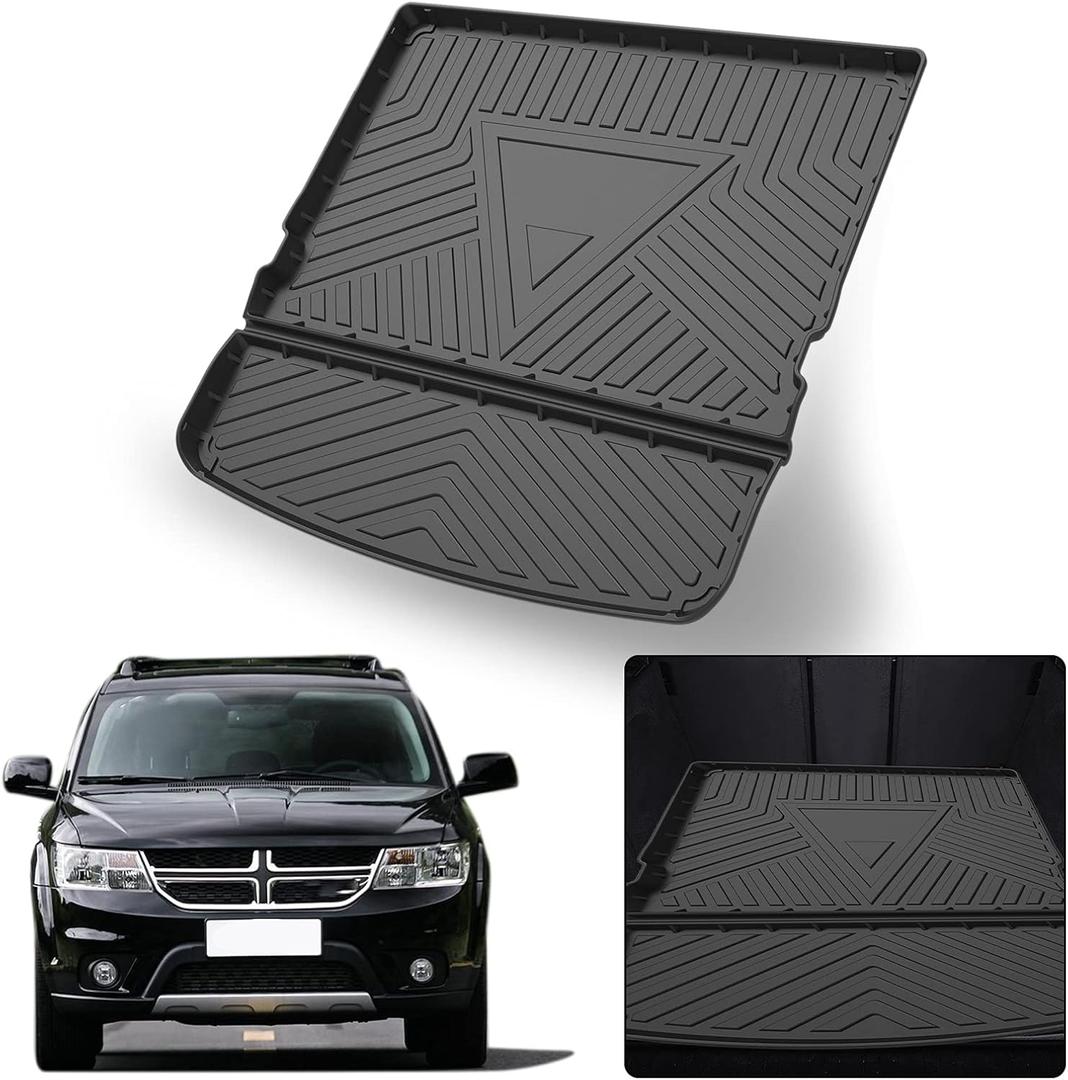 Cargo Liner for 2021 Journey - Black TPO All Weather Heavy Duty Waterproof Rear Cargo Tray Trunk Floor Mat Protector Compatible with 2009-2019 2020 2021 Dodge Journey