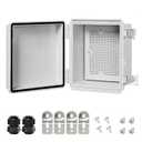 LeMotech Electrical Box, IP67 Waterproof Hinged Cover Stainless Steel Latch Junction Box, ABS Plastic Electrical Enclosure with Mounting Plate,Wall Brackets, Cable Glands,5.9"x5.9"x3.5",Grey