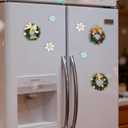 Christmas Snowflake Wreaths Fridge Magnets Set 3D Mini Vintage Xmas Ornaments Refrigerator Magnets Stickers for Home Office Holiday Kitchen Whiteboards Decorations