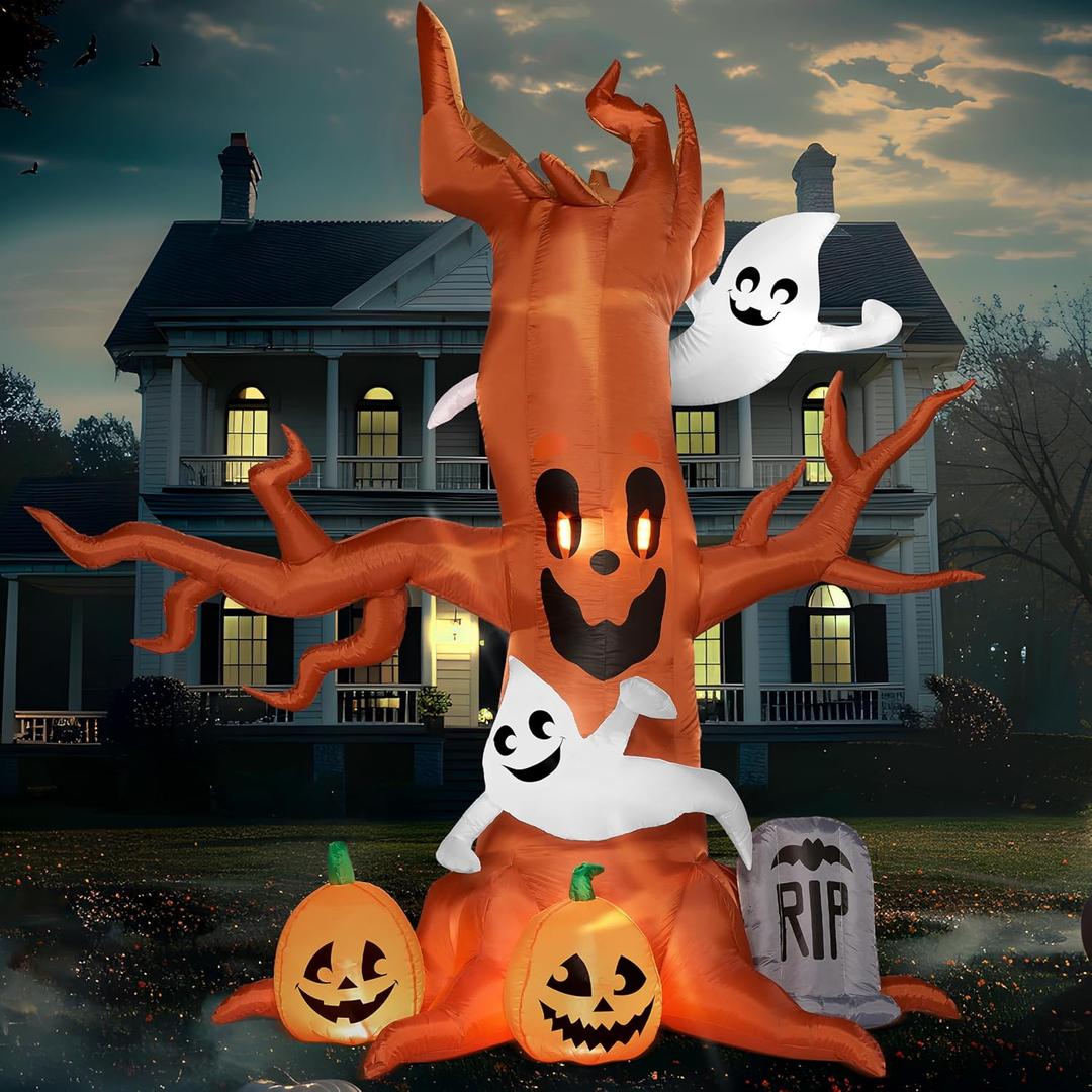 Joiedomi 8 FT Halloween Inflatable Scary Tree with Ghost Decorations, Pumpkin and Tombstone, Blow Up Inflatables with Build-in LEDs for Halloween Party Indoor, Outdoor, Yard, Garden, Lawn Decorations Joiedomi 8 FT Halloween Inflatable Scary Tree with Ghost Decorations, Pumpkin and Tombstone, Blow Up Inflatables with Build-in LEDs for Halloween Party Indoor, Outdoor, Yard, Garden, Lawn Decorations