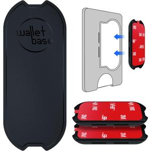 Adhesive Base for Popswallet, Detachable Sticky Back Replacement Compatible with Socket Wallet Plus, 2pcs Swappable Black Attachment Piece Plastic Sleeve with 3M Strip Sticker for Wallet+ & iPhone 16