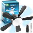 17.7" Socket Fan Light, Stepless Dimmable 3000K-6500K Small Ceiling Fans with Lights and Remote, 3000 Lumens E26/E27 Light Bulb Fan with Reversible Motor, for Bedroom Garage Kitchen Living Room
