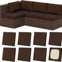 8Pcs Stretch Patio Cushion Covers, Outdoor Couch & Sofa Replacement Slipcovers for Patio Furniture Cushion Covers, Washable Reusable Furniture Protector, Square-Small, Dark Coffee