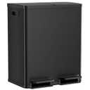 DUMOS Kitchen Trash Can, 2x8-Gallon Dual Trash Can with Lid, Stainless Steel Garbage Bin with 2 Removable Inner Buckets, Soft-Close Foot Pedal for Kitchen, Home, Office, Matte Black