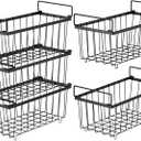 iSPECLE Deep Freezer Organizer Bins, 5 Pack Chest Freezer Baskets for 7 Cu.Ft, Stackable Wire Chest Freezer Organizer Bins for Small Food, Strong Metal with Handles for Meat and Veggies, Black