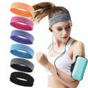 QiShang 6Pack Sweat Bands Headbands for Women Workout, Women's Fashion Non Slip Headband, Moisture Wicking Sweatband for Sports Running Athletic Yoga