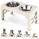 Jovrun Elevated Dog Bowls for Medium Large Size Dogs, Non-Slip Dog Feeder with 1*Stainless Steel Dishes & 1*Slow Feeder Bowl, 5 Heights Adjustable Raised Bowls to 3.15″-8.66″-9.84″-11.02″-12.2″
