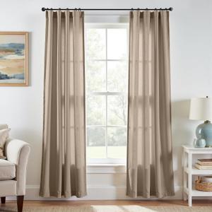 jinchan Taupe Linen Blend Curtains 84 inch Length 2 Panel for Bedroom Bathroom,Light Filtering 38 inch Wide Drapes with Rod Pocket Back Tab(38W x 84L, Taupe)