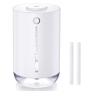 SmartDevil Mini Humidifier, 500ml Small Desk Humidifier for Plants Bedroom Travel Office Home, Auto Shut-Off, 2 Mist Modes, Super Quiet, White