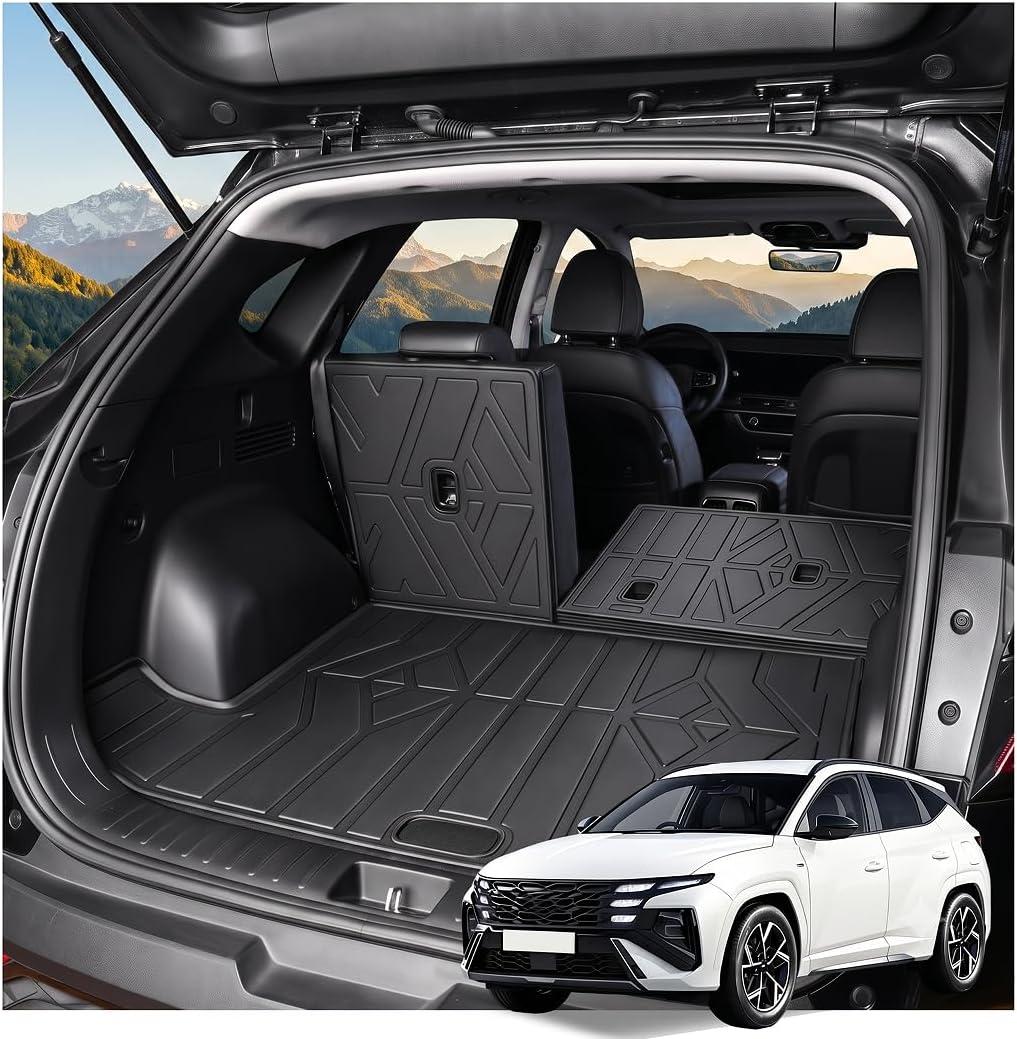 GYGY Cargo Mat Trunk Liner with Backrest Mats Fit for 2022-2025 2026 Hyundai Tucson (Gas Models Only, Not for Hybrid/PHEV), All Weather Waterproof TPE Rear Cargo Tray
