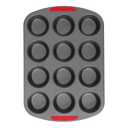 GoodCook MegaGrip 12-Cup Muffin Pan with Silicone Grip Handles Perfect for Cupcakes Durable Heavy-Gauge Steel Construction Scratch-Resistant Nonstick Coating, 15.5x10.5-Inch, Gray