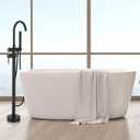 BESy Freestanding Bathtub Faucet Tub Filler Free Standing Floor Mount Stand Brass Bathroom Tub Faucets with 2 Function Hand Shower Wand Swivel, Matte Black Finish