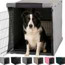 GORILLA GRIP Dog Crate Covers Compatible with Amazon Basics Dog Crates, All Sides Open, Privacy Cover Fits 36" Wire Kennel, Breathable Mesh Windows, Light Reducing Puppy Training Cage Topper, Gray (36" x 23" x 25")