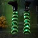 Halloween Witches Legs Decor Leg Yard Stakes Stake Wreaths Feet Door Crashing Garden Party Porch Wicked Hanging House Foot Outdoor Decorations (Green)