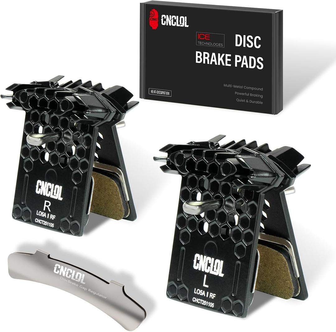 Bike Brake Pads Resin Metal for Shimano L05A L05a-rf Wide Type Flat Mount Calipers with Cooling Fin,30mm Friction Lining 42mm Backplate,Fits Fits XTR, XT, SLX, Deore, Alfine and CUES Series