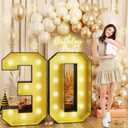 4FT Marquee Light Up 30 Numbers,Glitter Gold Giant Marquee Mosaic Frame Light Up Number for 30th Birthday Party Decorations Mosaic Number 30,DIY Frame Pre-Cut Foam Board Kit
