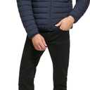 Calvin Klein mens Lightweight Packable Down Jacket With Sherpa Lining (Small, Hooded Down True Navy)