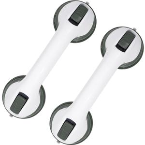 2-Pack Grab Bars for Bathtubs and Showers, 12 inch Shower Handle Suction Shower Bar, Safety Bars for Shower Chair, Bathroom Grab Bar for SeniorNo Drilling Removable (Green, 12 inch)