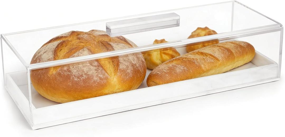 Acrylic Rectangular Cake Tray - Multifunctional Rectangle Cake Stand with Cover Lid - Pastry Serving Dessert Holder Tray for Party Home Kitchen Gift