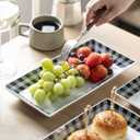 LAUCHUH Checkered Serving Platters, 12 inch Porcelain Serving Trays Rectangular Dinner Plates Black & White Serving Dishes for Entertaining, Cheese, Cupcakes, Cookies, Fruit, Vegetables, Set of 4