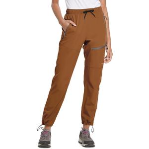 baleaf Women's Hiking Pants Quick Dry Lightweight Water Resistant Elastic Waist Cargo Pants for All Seasons (27''-caramel)