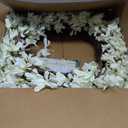 Summer Wreath for Front Door, 24 Inch White Cream Forsythia Summer Spring Wreath Blossom Cluster Flower Farmhouse on Grapevine for Christmas Festival Celebration Front Door Wall Window Hanging Dcor