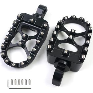 MDPROMCP CNC Motorcycle Wide Foot Pegs Aluminum 360 Roating Adjustable Suitable Compaitble with Dyna Fatboy Iron 883 Sportster 883(Black)