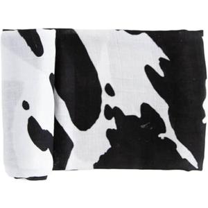 RED ROVR 100% Organic Cotton Muslin Swaddle | Newborn Receiving Blanket | Baby Wrap | Boy, Girl, Unisex | Soft, Lightweight, Breathable | Burping, Nursing, Swaddling | 44" x 44" | Moo Cow