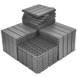 60 sq. ft Plastic Interlocking Deck Tiles,60 Pack Patio Deck Tiles,12"x12" Waterproof Outdoor Flooring All Weather Use, Patio Floor Decking Tiles for Porch Poolside Balcony Backyard, Grey