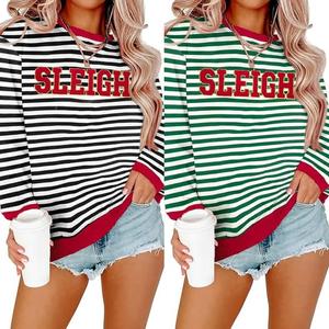 MNLYBABY Sleigh Christmas Sweatshirt Women Merry Christmas Holiday Crewneck Long Sleeve Shirts Funny Xmas Pullover Top, Size Small, Green