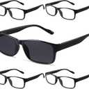 Gaoye Reading Glasses Men/Women, Eyeglasses, Blue Light Readers for Men/Women, Computer Eye Glasses, Cheaters (G1-5 Pack Light Black/1 Sun)