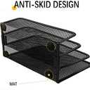 wishacc Folder Holder Desk, 2 Pack Mail Organizer Letter Holder for Desk Metal Mesh with 3 Vertical Upright Compartments