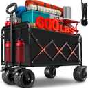Collapsible Wagon Cart Foldable, 600LBS Beach Wagon Heavy Duty | Big All-Terrain Wheels & Brakes, Folding Utility Carts for Beach, Garden, Camping, Sports, Groceries, Shopping