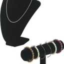 Julysky 2PCS Velvet Jewelry Holder Display, 3D Necklace Display Bust Necklace Stand,Bracelet Holder Stand, Bracelets, Bangles, Chains, Anklets, Necklace Holder for Retail Shops, Boutiques(Black)