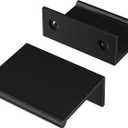 Peaha 10 Pack Kitchen Cabinet Handles 1-5/16 inch Black Pulls for Dresser Drawers Door Edge Finger Pull Aluminum Alloy Hardware