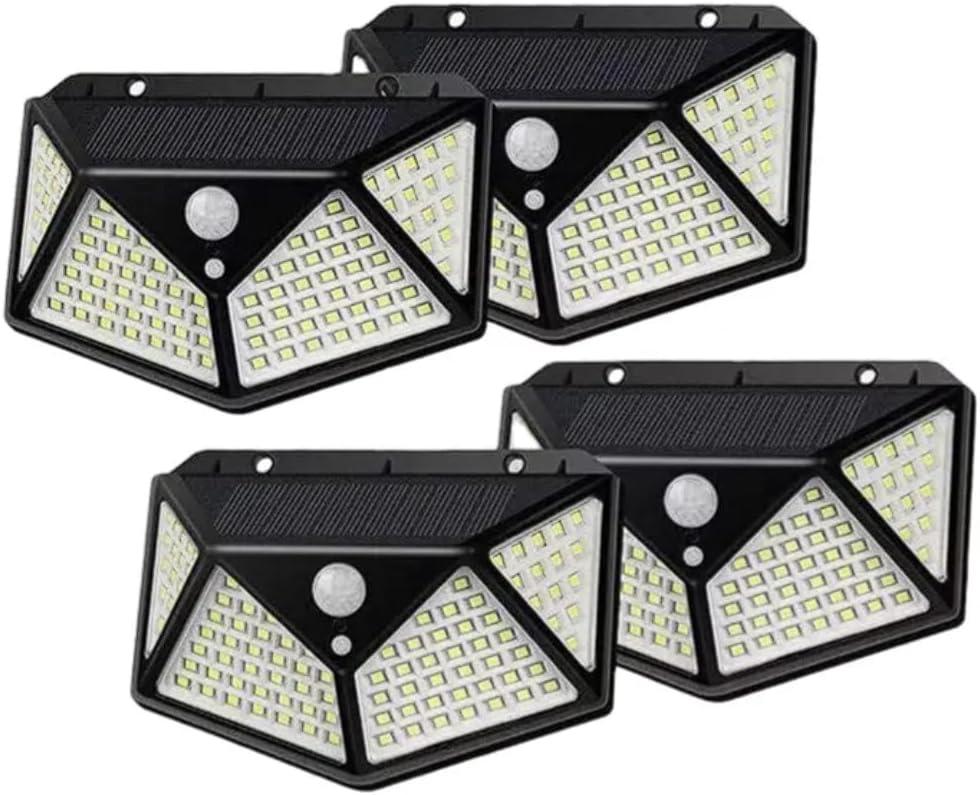 100 LED Solar Lights Outdoor Solar Wall Lamp PIR Motion Sensor Lamp Garden Home Decor Courtyard Waterproof Road Lights (Pack of 4)