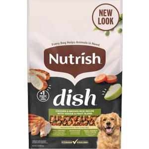 Nutrish Dish Premium Dry Dog Food, Chicken & Brown Rice Recipe with Veggies & Fruit, 23 Pounds (BBD MAY 12 2026)